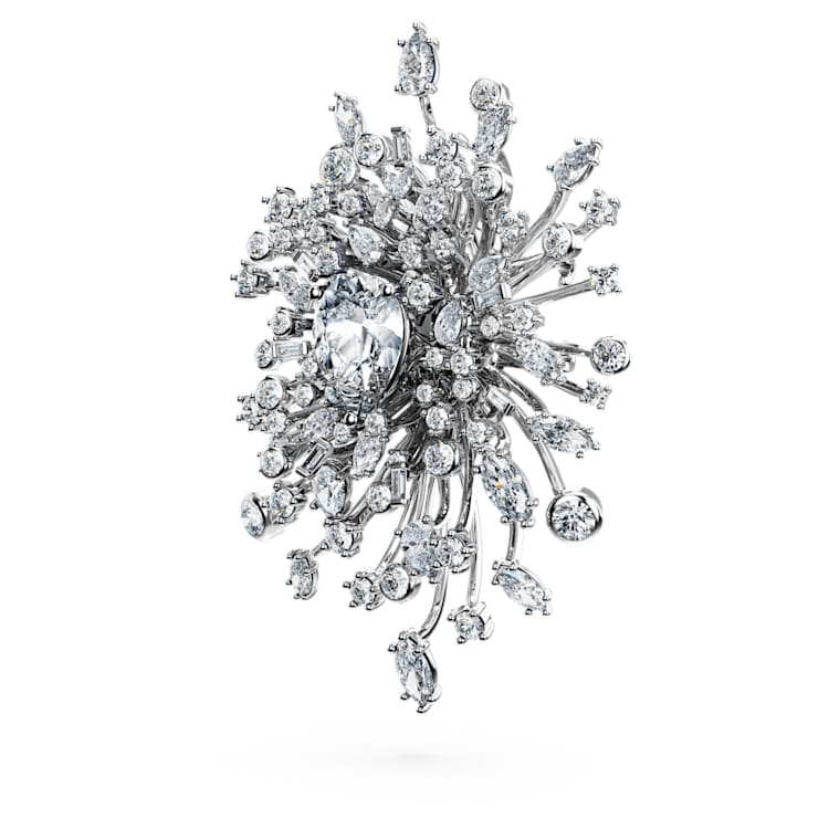 Galaxy brooch, Lab-grown diamonds 15.71 ct tw, Mixed cuts, 18K white gold by SWAROVSKI