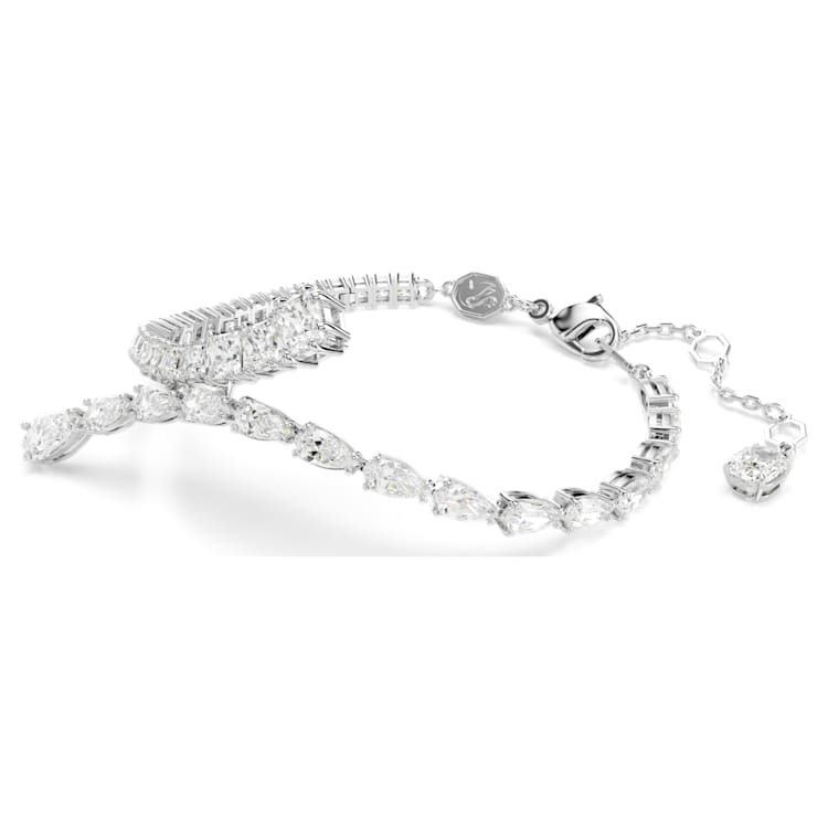 Matrix bracelet, Mixed cuts, White, Rhodium plated by SWAROVSKI