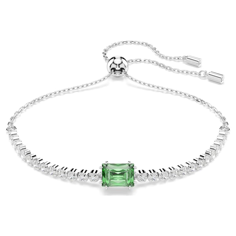 Matrix Tennis bracelet, Mixed cuts, Green, Rhodium plated by SWAROVSKI