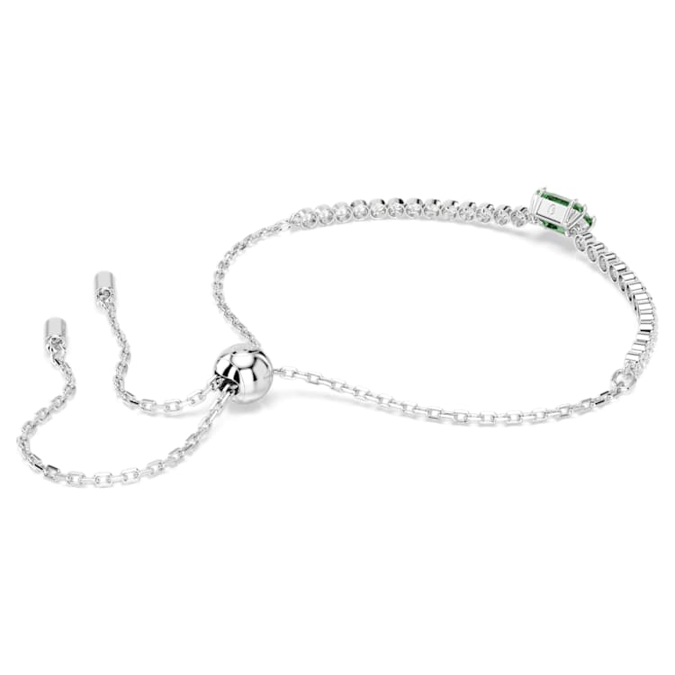 Matrix Tennis bracelet, Mixed cuts, Green, Rhodium plated by SWAROVSKI