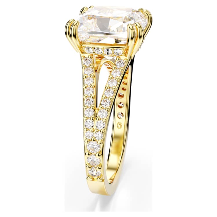 Stilla cocktail ring, Square cut, White, Gold-tone plated by SWAROVSKI