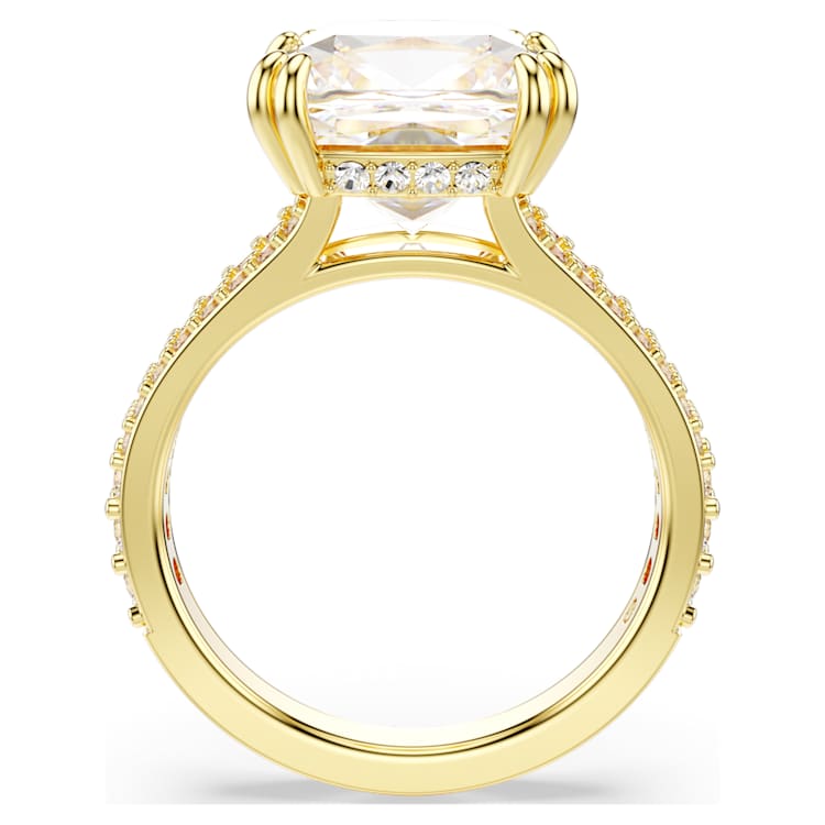 Stilla cocktail ring, Square cut, White, Gold-tone plated by SWAROVSKI