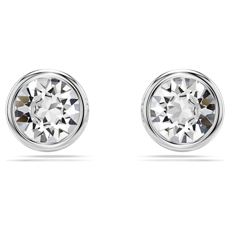 Imber stud earrings, Round cut, White, Rhodium plated by SWAROVSKI