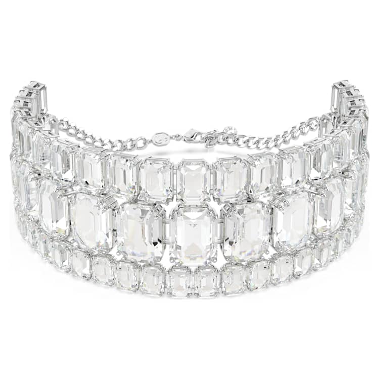 Millenia choker, Octagon cut, White, Rhodium plated by SWAROVSKI