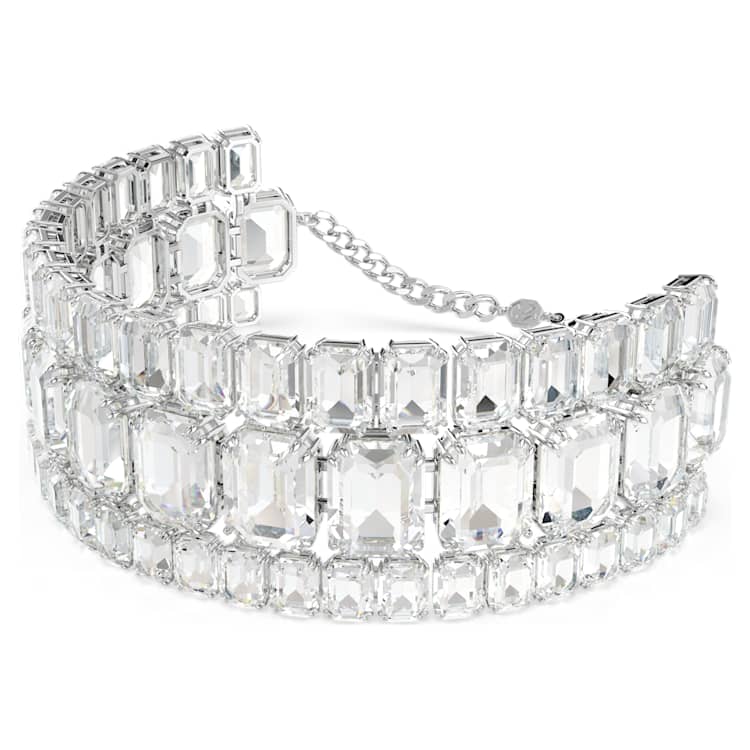 Millenia choker, Octagon cut, White, Rhodium plated by SWAROVSKI