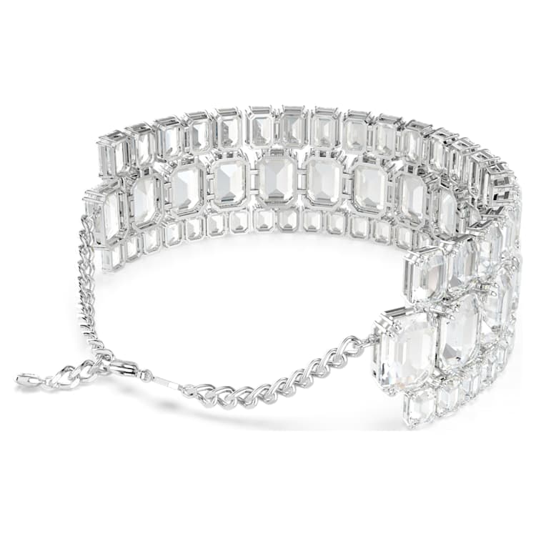 Millenia choker, Octagon cut, White, Rhodium plated by SWAROVSKI