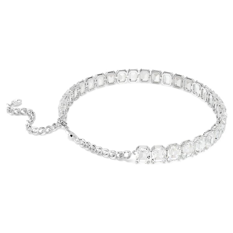 Millenia choker, Octagon cut, White, Rhodium plated by SWAROVSKI