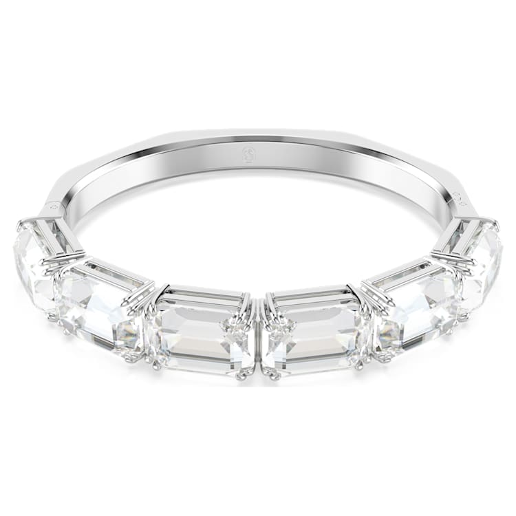 Millenia bangle, Octagon cut, White, Rhodium plated by SWAROVSKI