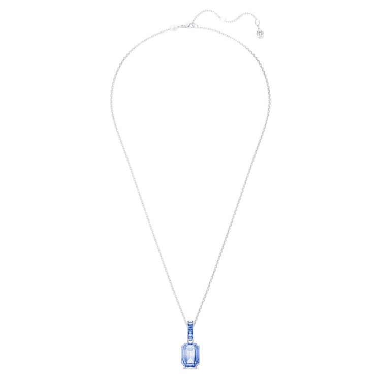 Millenia pendant, Octagon cut, Blue, Rhodium plated by SWAROVSKI