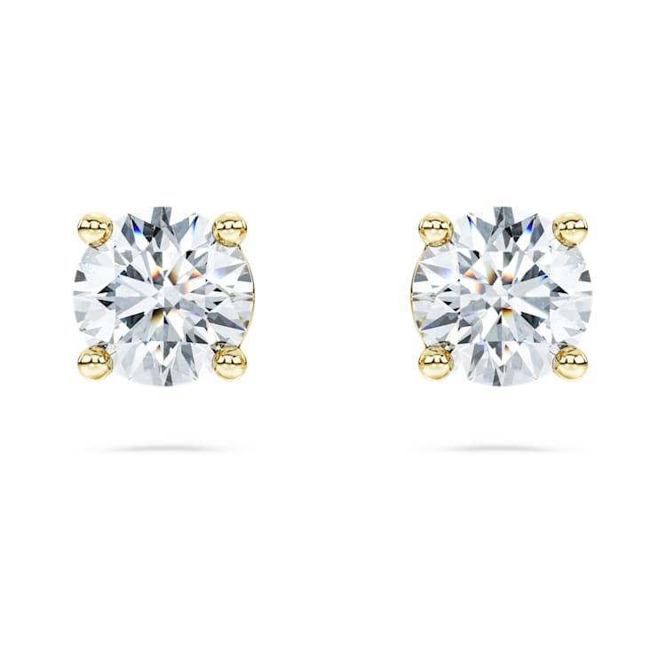 Eternity solitaire stud earrings, Lab-grown diamonds 1 ct tw, Round cut