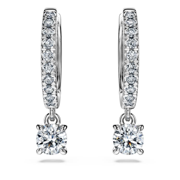 Eternity drop earrings, Lab-grown diamonds ct tw, Round cut