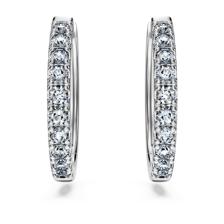 Eternity hoop earrings, Lab-grown diamonds 0.5 ct tw, Round cut, Large, 14K white gold by SWAROVSKI