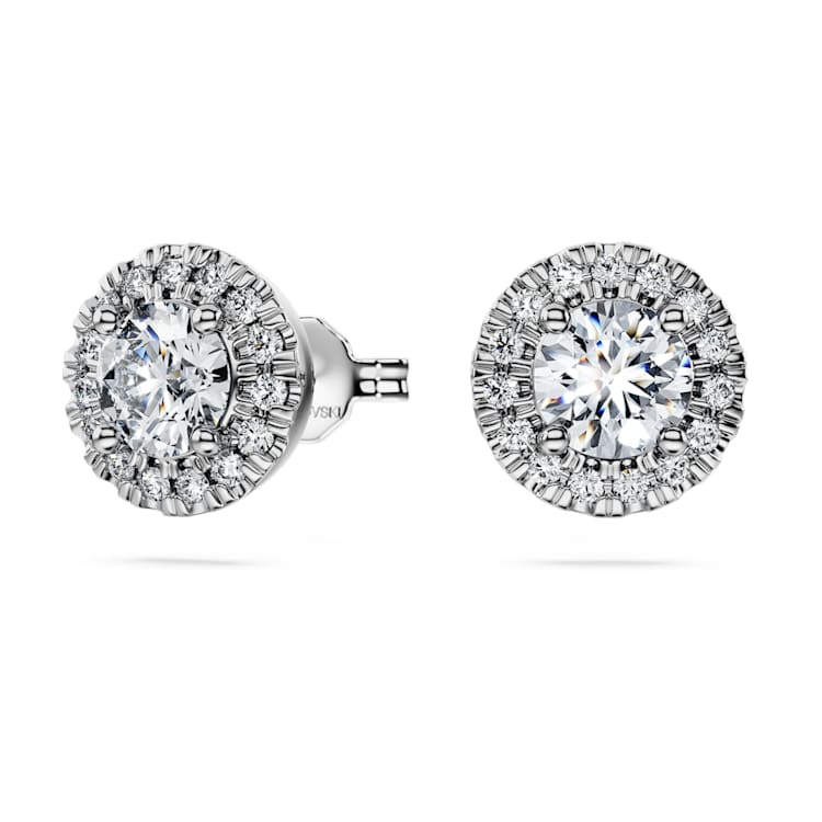 Eternity halo stud earrings, Lab-grown diamonds ct tw, Round cut