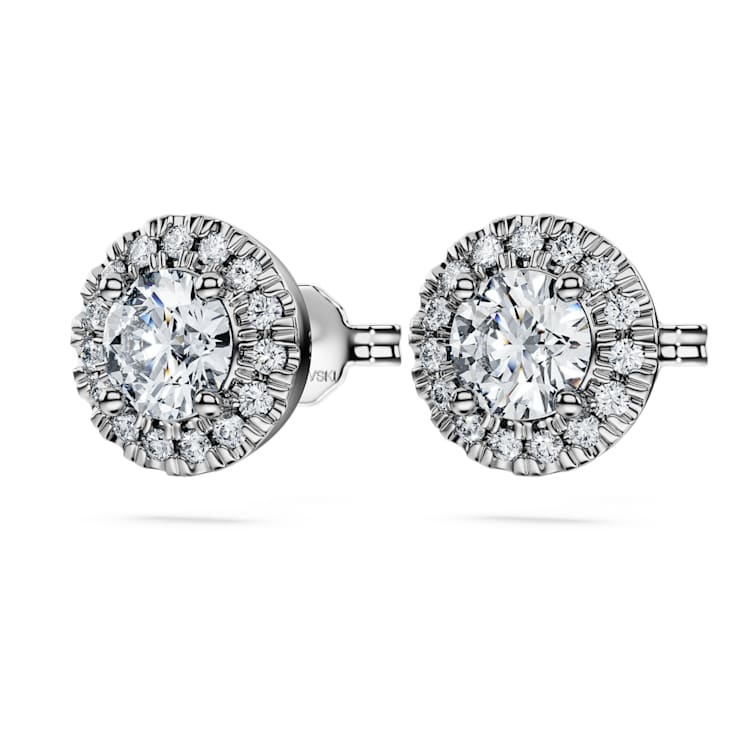 Eternity halo stud earrings, Lab-grown diamonds ct tw, Round cut