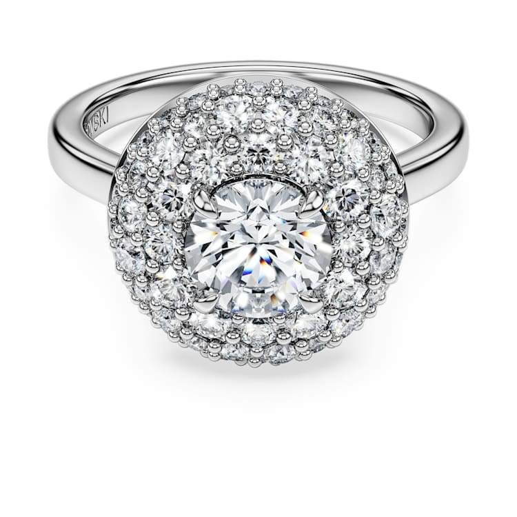 Eternity halo solitaire ring, Lab-grown diamonds 2 ct tw, Round cut, 14K white gold by SWAROVSKI