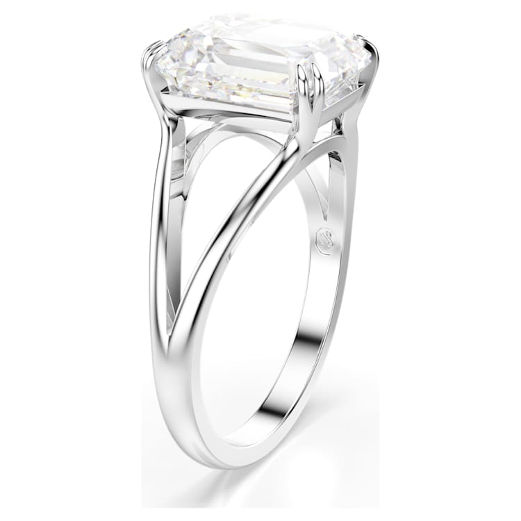 Stilla cocktail ring, Octagon cut, White, Rhodium plated by SWAROVSKI