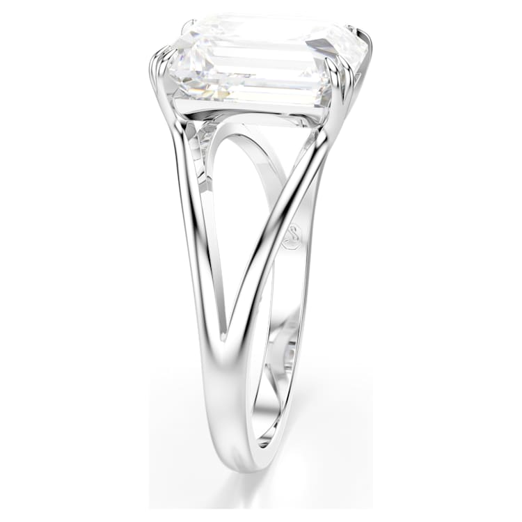 Stilla cocktail ring, Octagon cut, White, Rhodium plated by SWAROVSKI