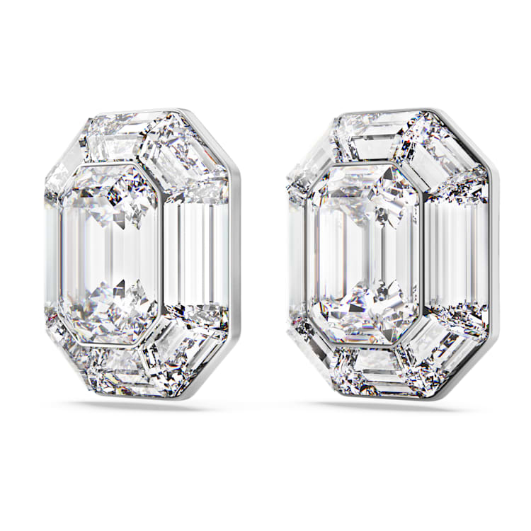 Lucent clip earrings, Octagon cut, White by SWAROVSKI