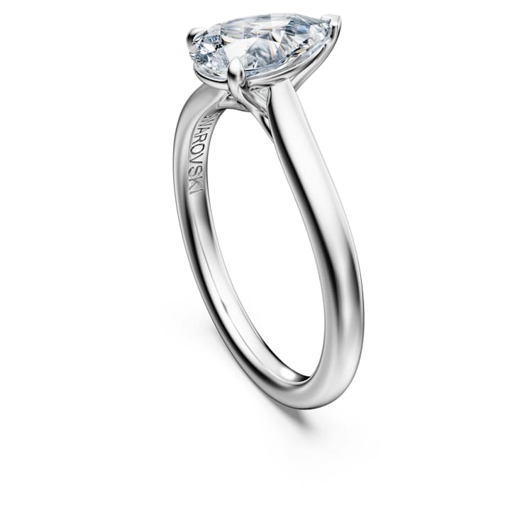 Eternity solitaire ring, Lab-grown diamonds 1 ct tw, Pear cut, 14K white gold by SWAROVSKI