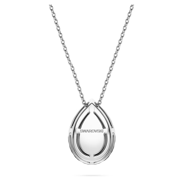 Eternity halo solitaire pendant, Lab-grown diamonds 1 ct tw, Pear cut, 14K white gold by SWAROVSKI