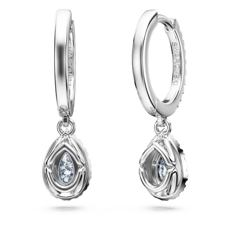 Eternity drop earrings, Lab-grown diamonds 1.25 ct tw, Mixed cuts, 14K white gold by SWAROVSKI