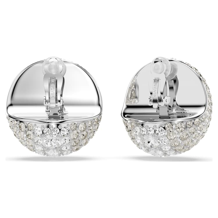 Sublima clip earrings, White, Rhodium plated by SWAROVSKI