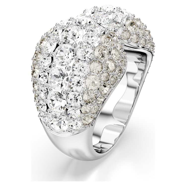 Sublima cocktail ring, Round cut, White, Rhodium plated by SWAROVSKI