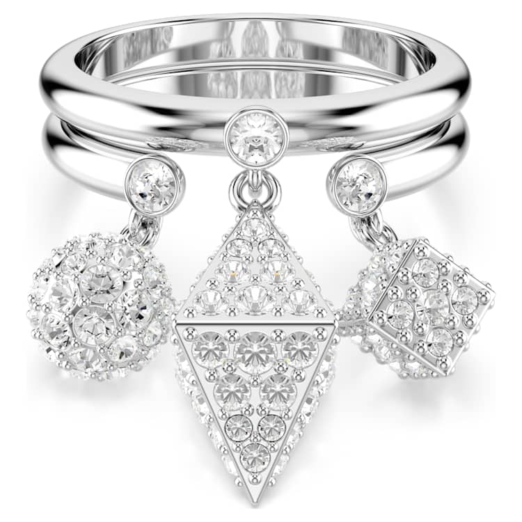 Swarovski Dextera ring Set 2 Sphere and cube White Rhodium plated by SWAROVSKI Scarborough Town Centre