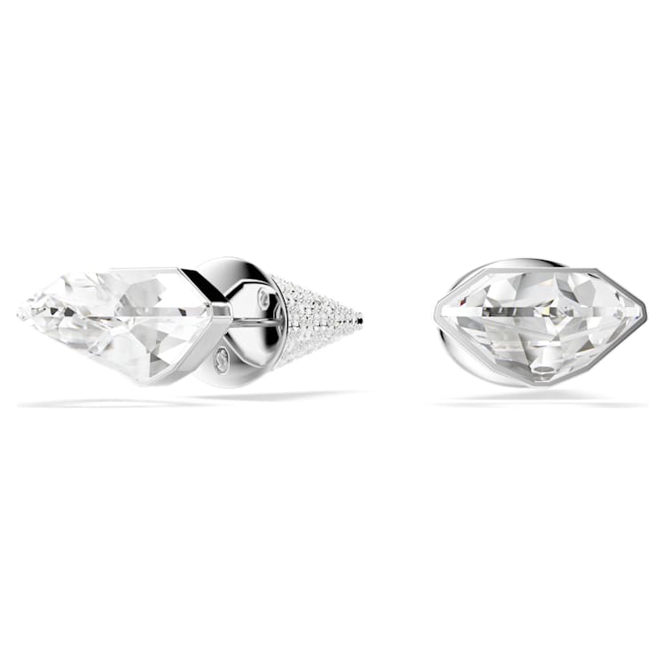 Lucent stud earrings, Pavé, Spike, White, Rhodium plated by SWAROVSKI