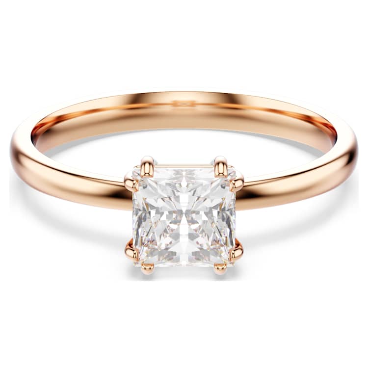 Attract ring, Square cut, White, Rose gold-tone plated by SWAROVSKI