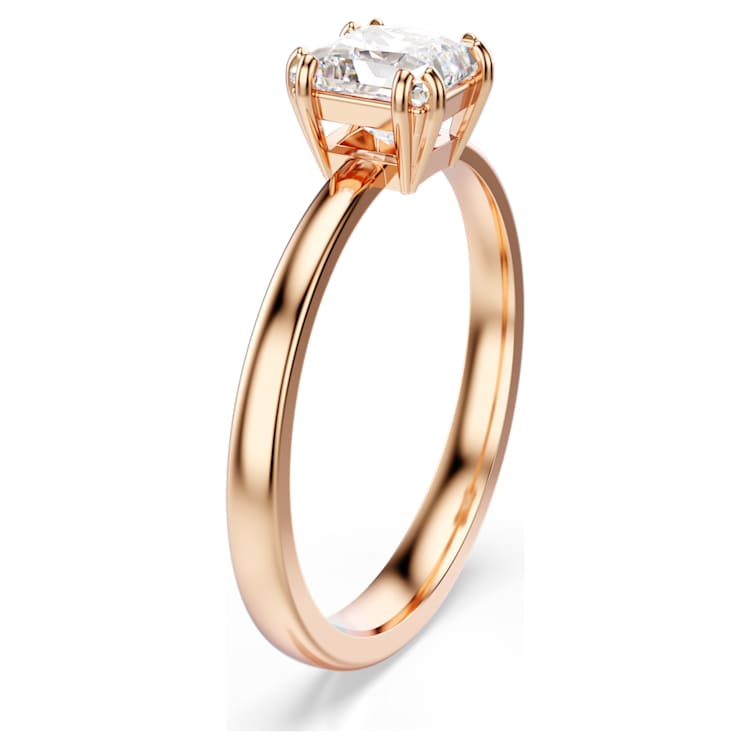 Attract ring, Square cut, White, Rose gold-tone plated by SWAROVSKI