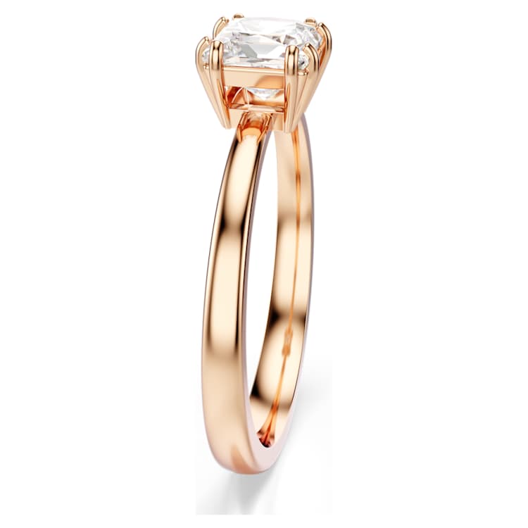 Attract ring, Square cut, White, Rose gold-tone plated by SWAROVSKI