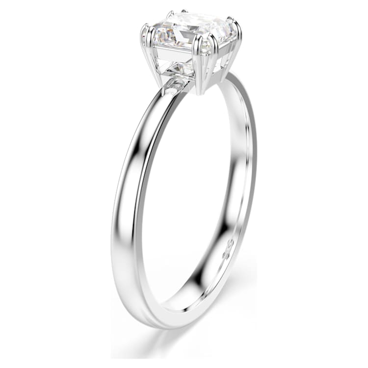 Attract ring, Square cut, White, Rhodium plated by SWAROVSKI