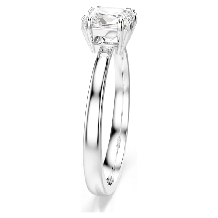 Attract ring, Square cut, White, Rhodium plated by SWAROVSKI