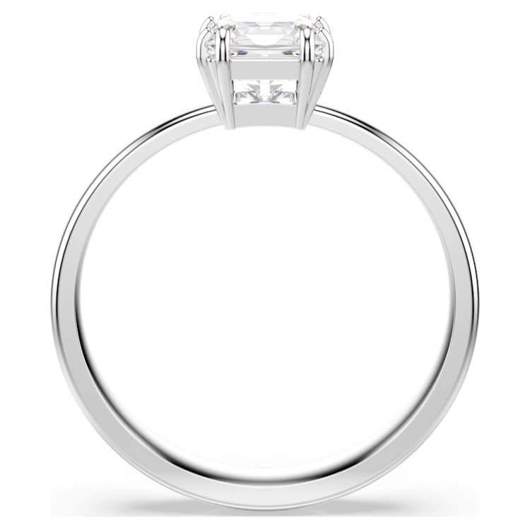 Attract ring, Square cut, White, Rhodium plated by SWAROVSKI