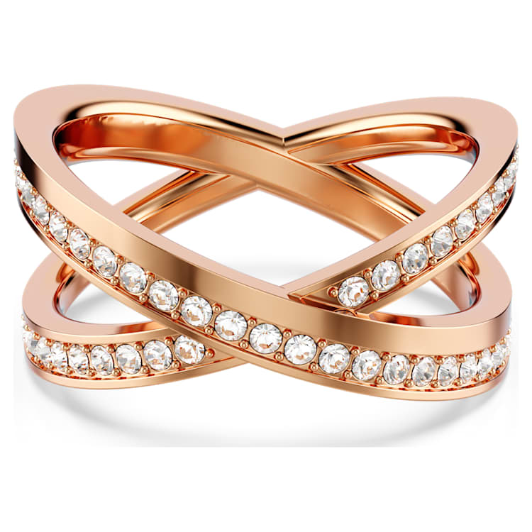 Delta ring, Round cut, White, Rose gold-tone plated by SWAROVSKI