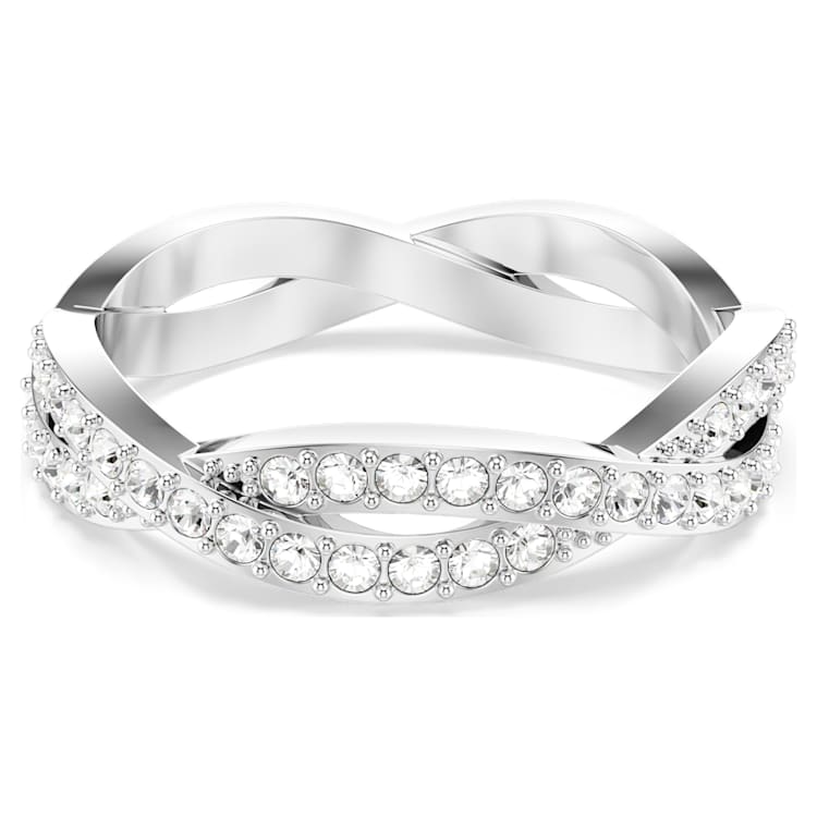 Infinity ring, Round cut, White, Rhodium plated by SWAROVSKI