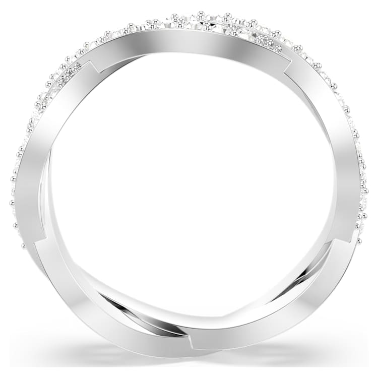 Infinity ring, Round cut, White, Rhodium plated by SWAROVSKI