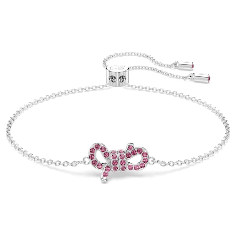 Lifelong Bow bracelet, Bow, Pink, Rhodium plated by SWAROVSKI