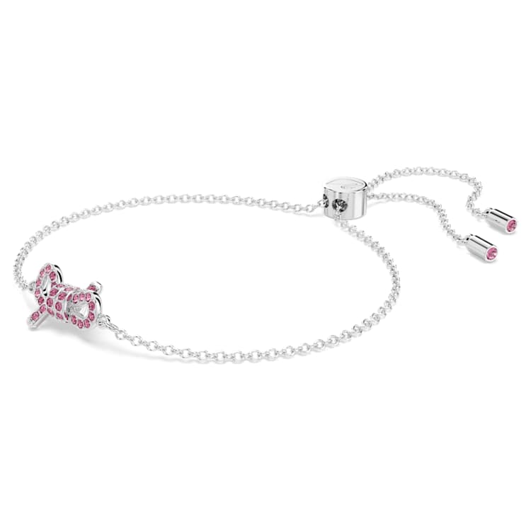 Lifelong Bow bracelet, Bow, Pink, Rhodium plated by SWAROVSKI