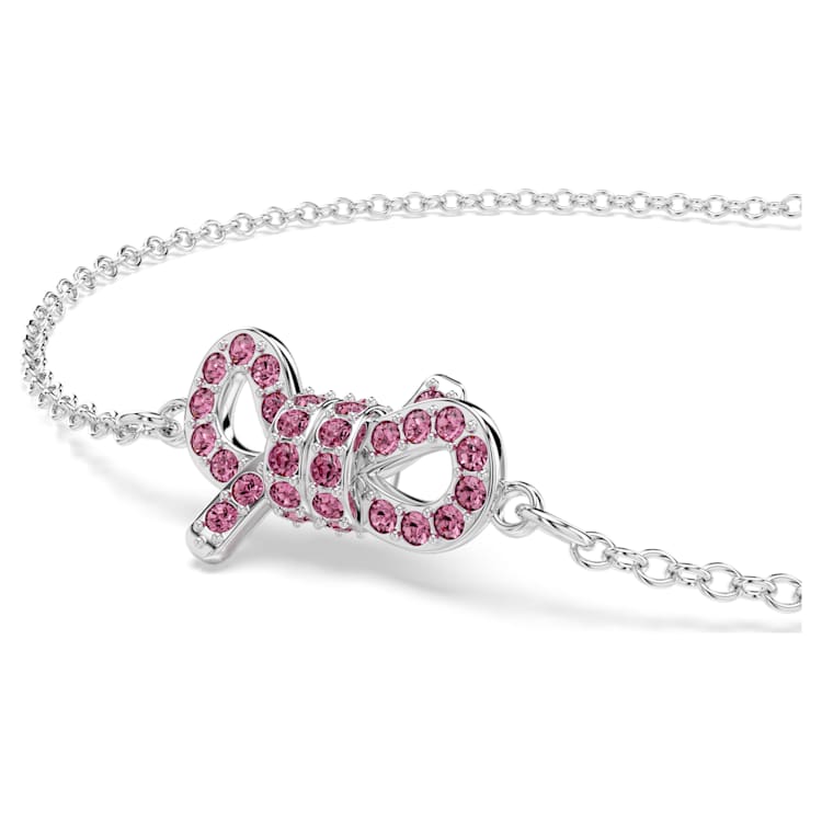 Lifelong Bow bracelet, Bow, Pink, Rhodium plated by SWAROVSKI