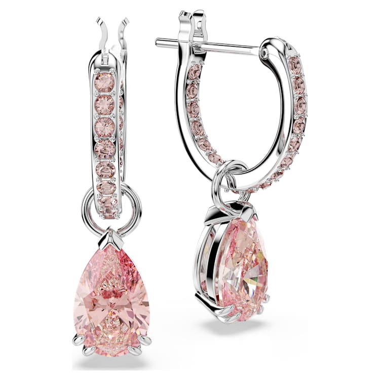 Swarovski Attract drop earrings Pear cut Pink Rhodium plated by SWAROVSKI Hillcrest Mall