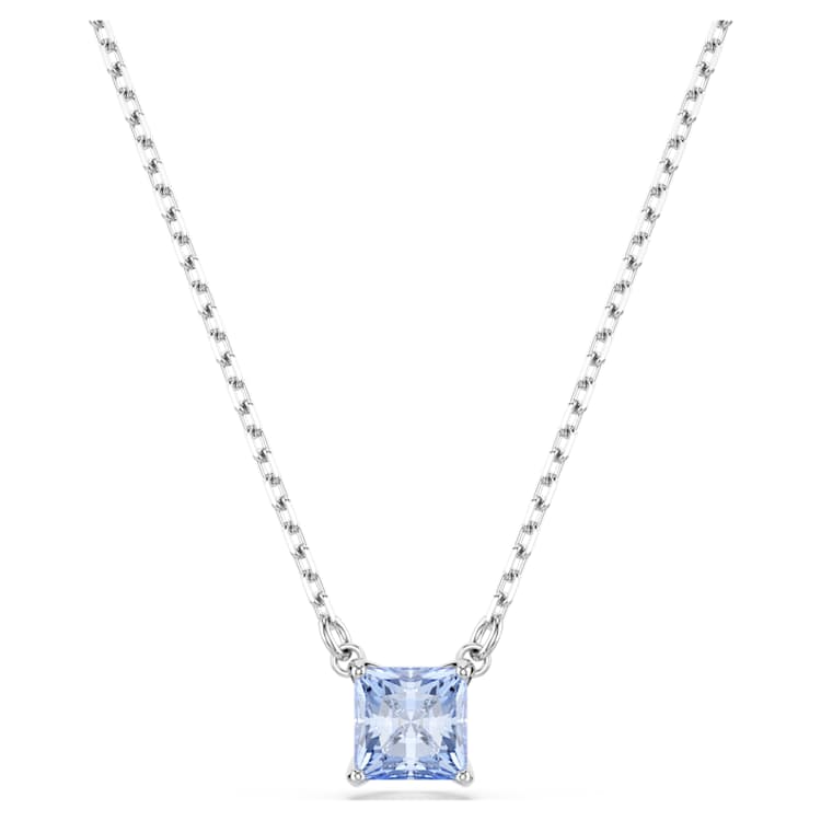 Matrix pendant, Square cut, Blue, Rhodium plated by SWAROVSKI