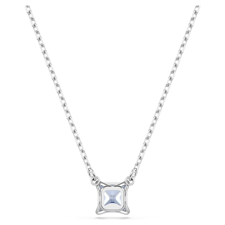 Matrix pendant, Square cut, Blue, Rhodium plated by SWAROVSKI