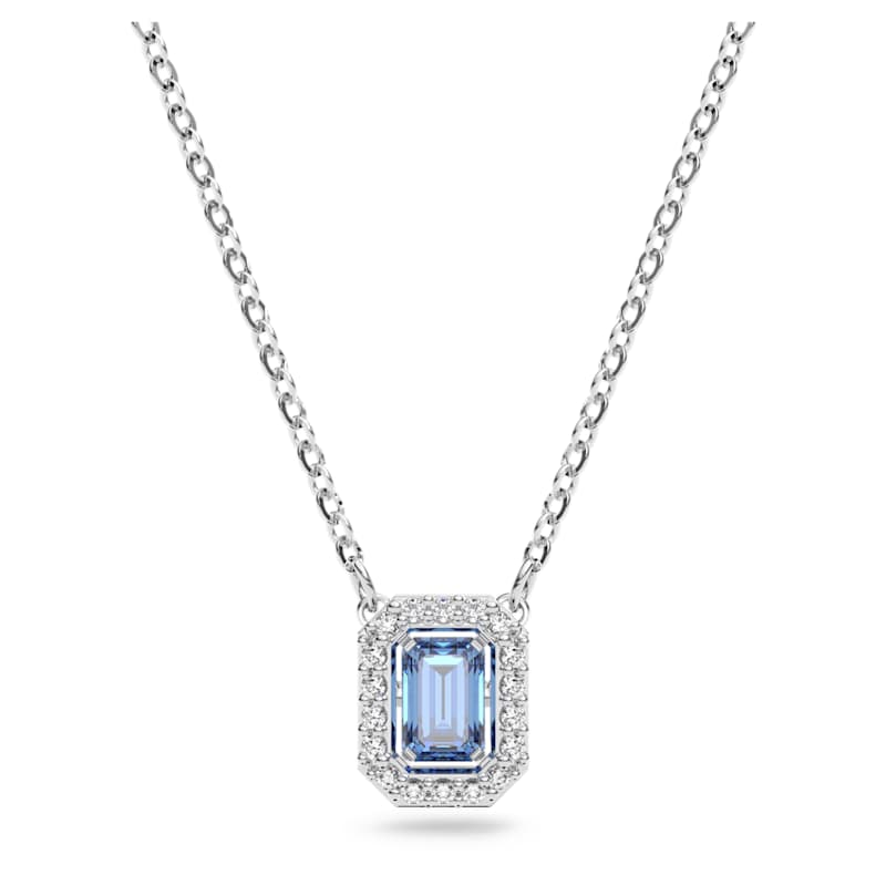 Millenia necklace, Octagon cut, Blue, Rhodium plated by SWAROVSKI