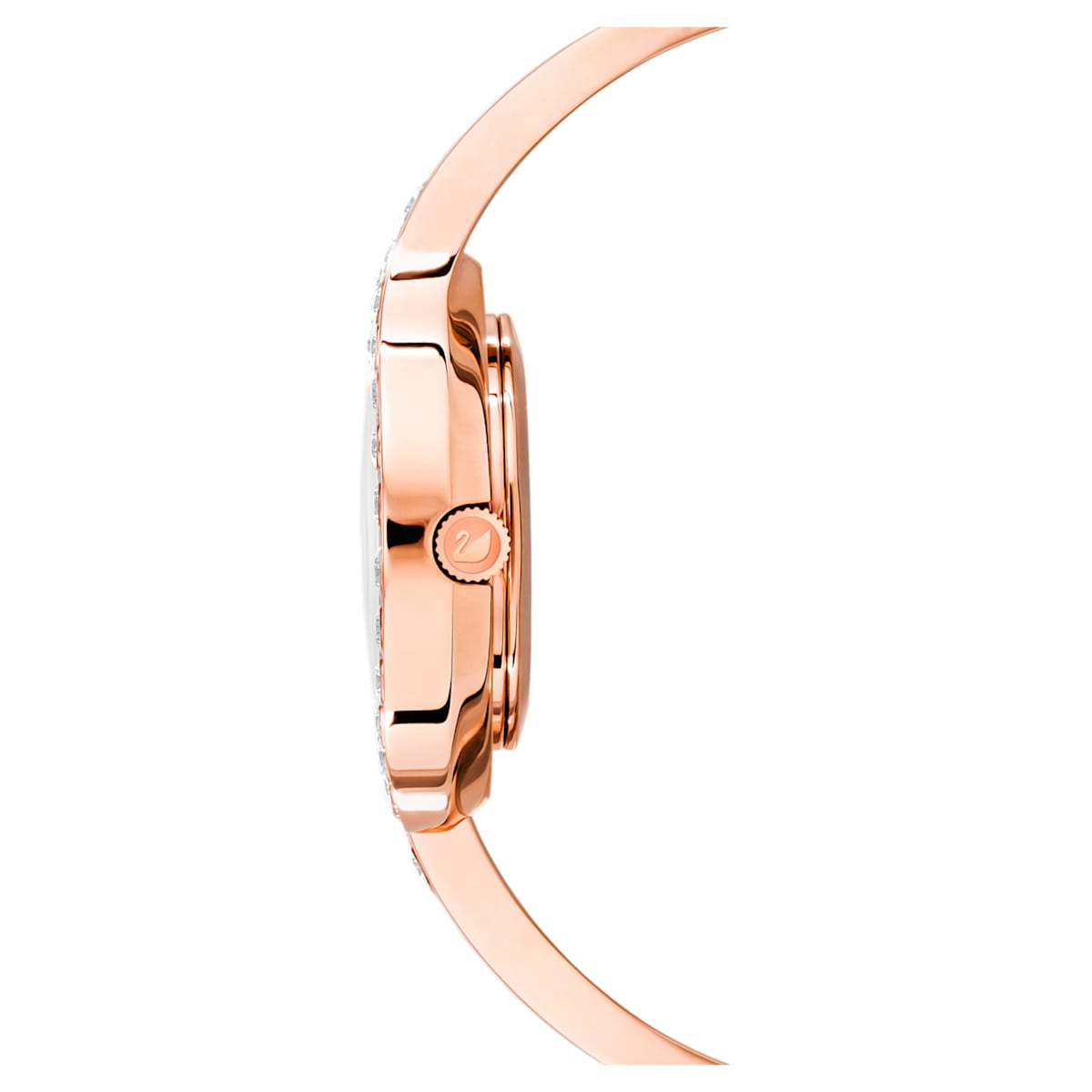 Lovely Crystals Bangle Watch, Metal bracelet, White, Rose-gold tone PVD - Swarovski, 5452489