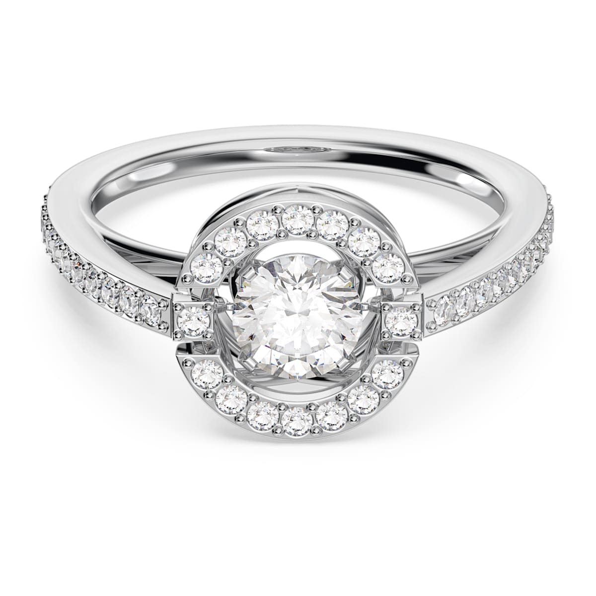 Swarovski Sparkling Dance 戒指, 球形切割, 白色, 鍍白金色 - Swarovski, 5482513