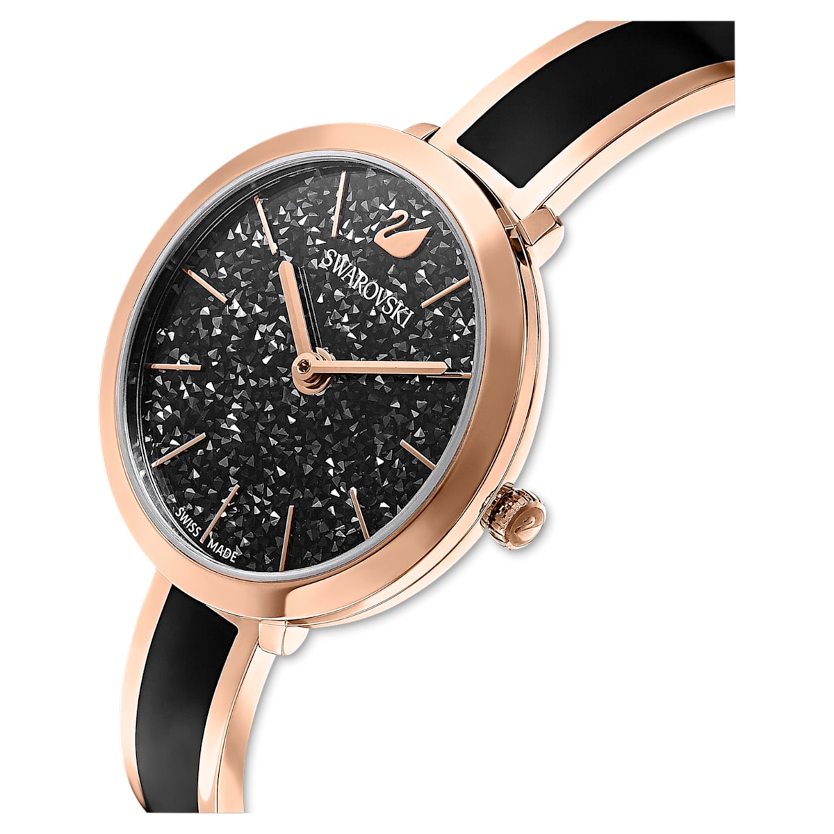 Crystalline Delight 手錶, 金屬手鏈, 黑色, 玫瑰金色調PVD - Swarovski, 5580530