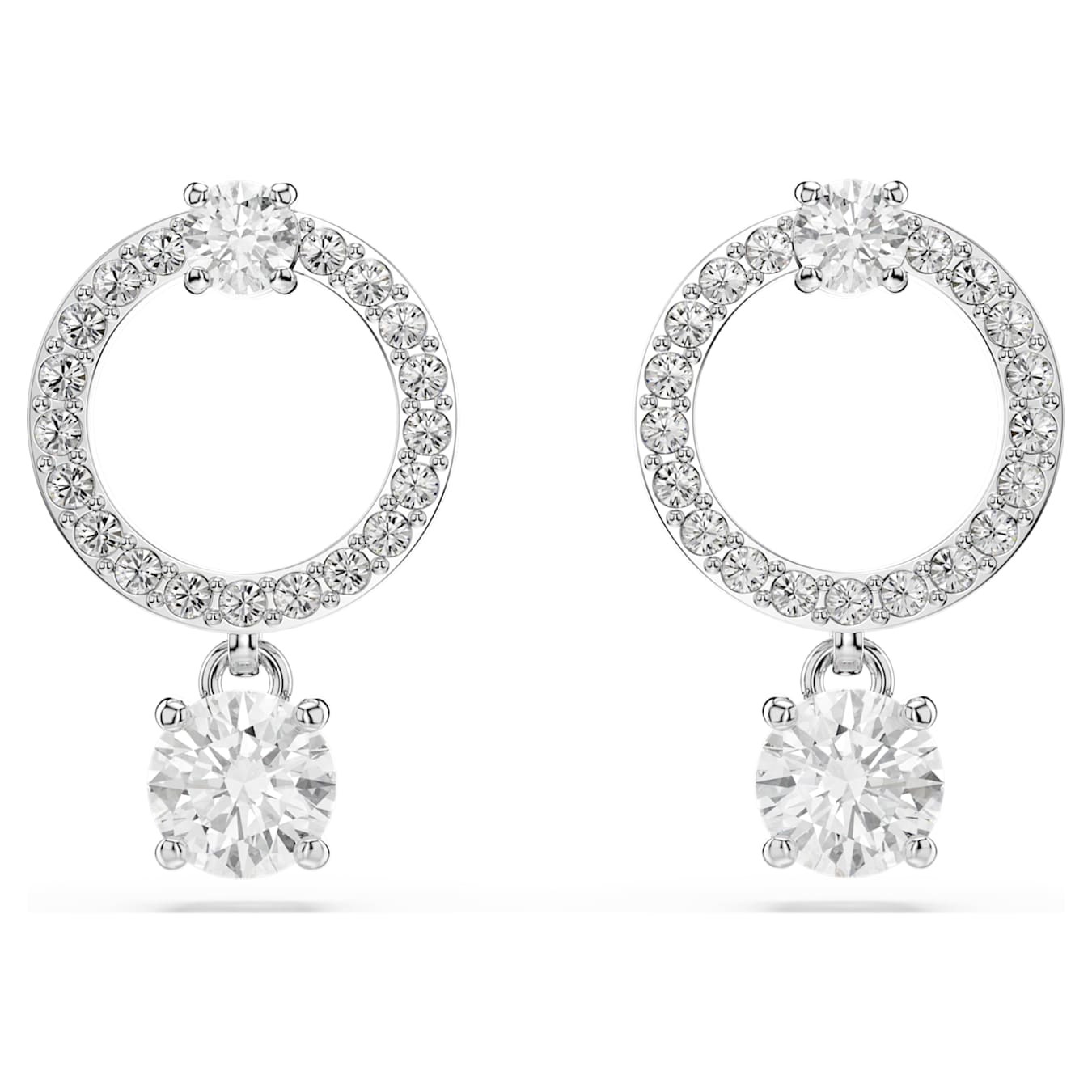 Attract hoop earrings Round cut, White, Rhodium plated