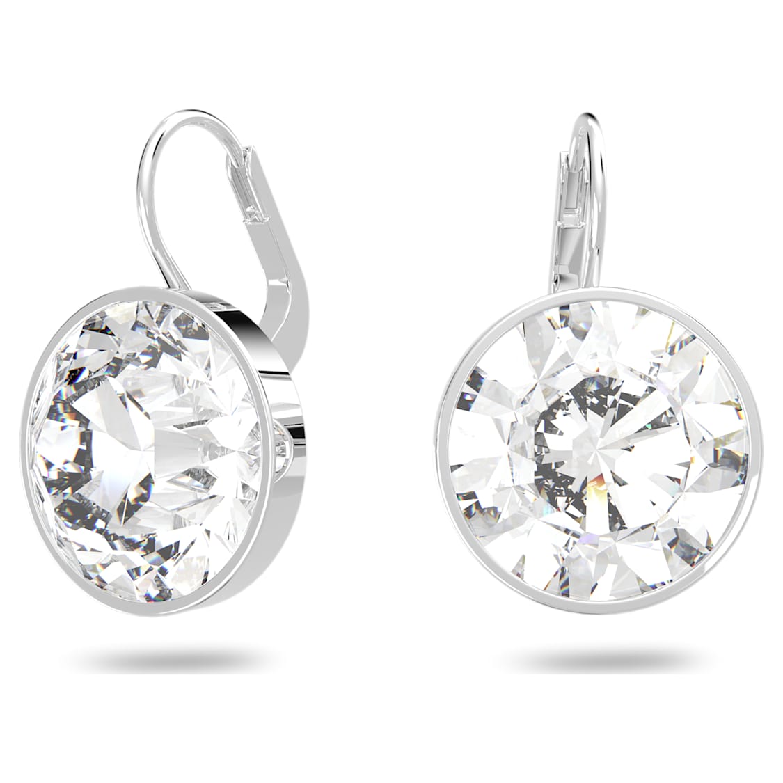 Bella Mini drop earrings, Round cut, White, Rhodium plated by SWAROVSKI